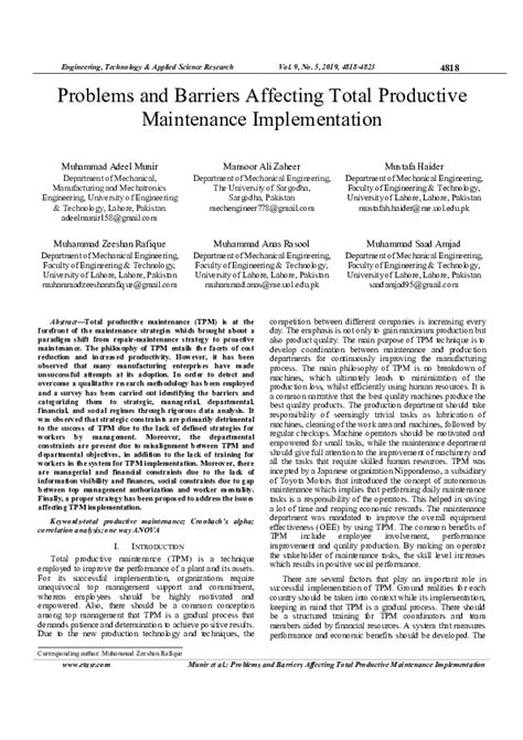 disadvantages of total productive maintenance|(PDF) Problems and Barriers Affecting Total .